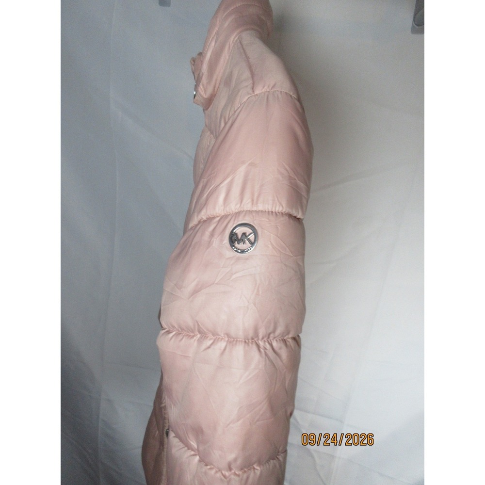 Michael Kors Girls Pink Quilted Puffer Jacket Coat Size 10/12 MK Logo - Picture 2 of 7